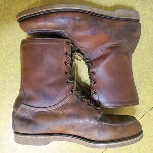 Vintage 60's Chippewa Black Label Moc Toe Leather Work Boots Men's Sz 11 E Retro